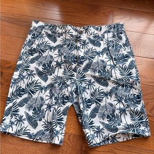 2 piece bundle, Tropical Leaf Print Shorts + swim shorts